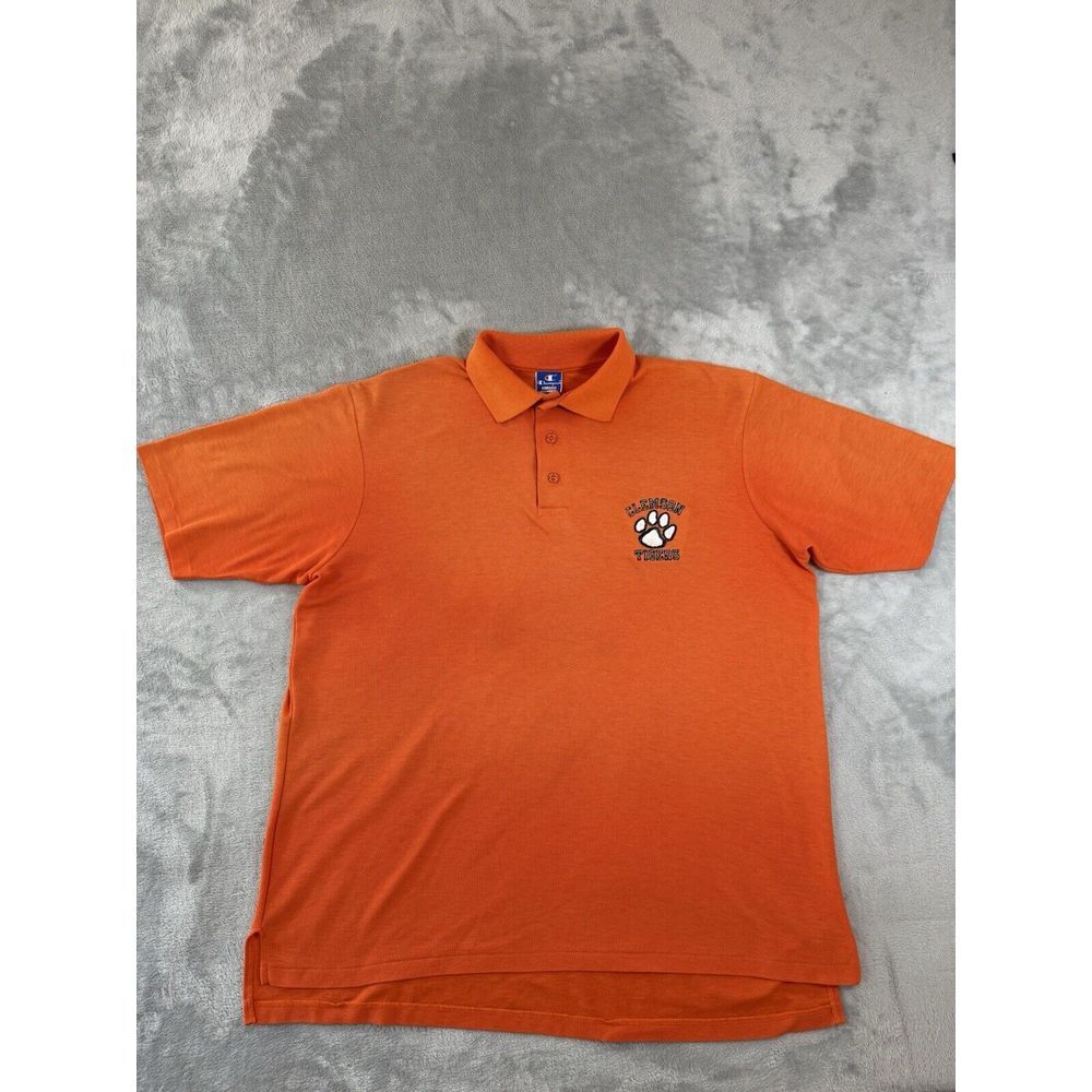 Clemson Tigers Champion Shirt Mens 2XL Orange Polo Made In USA Vintage 90s - Picture 2 of 15